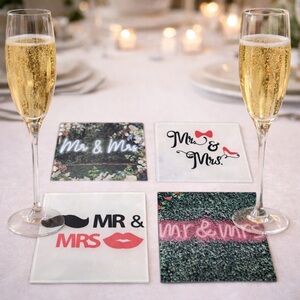 Mr & Mrs Decorative Coasters Set